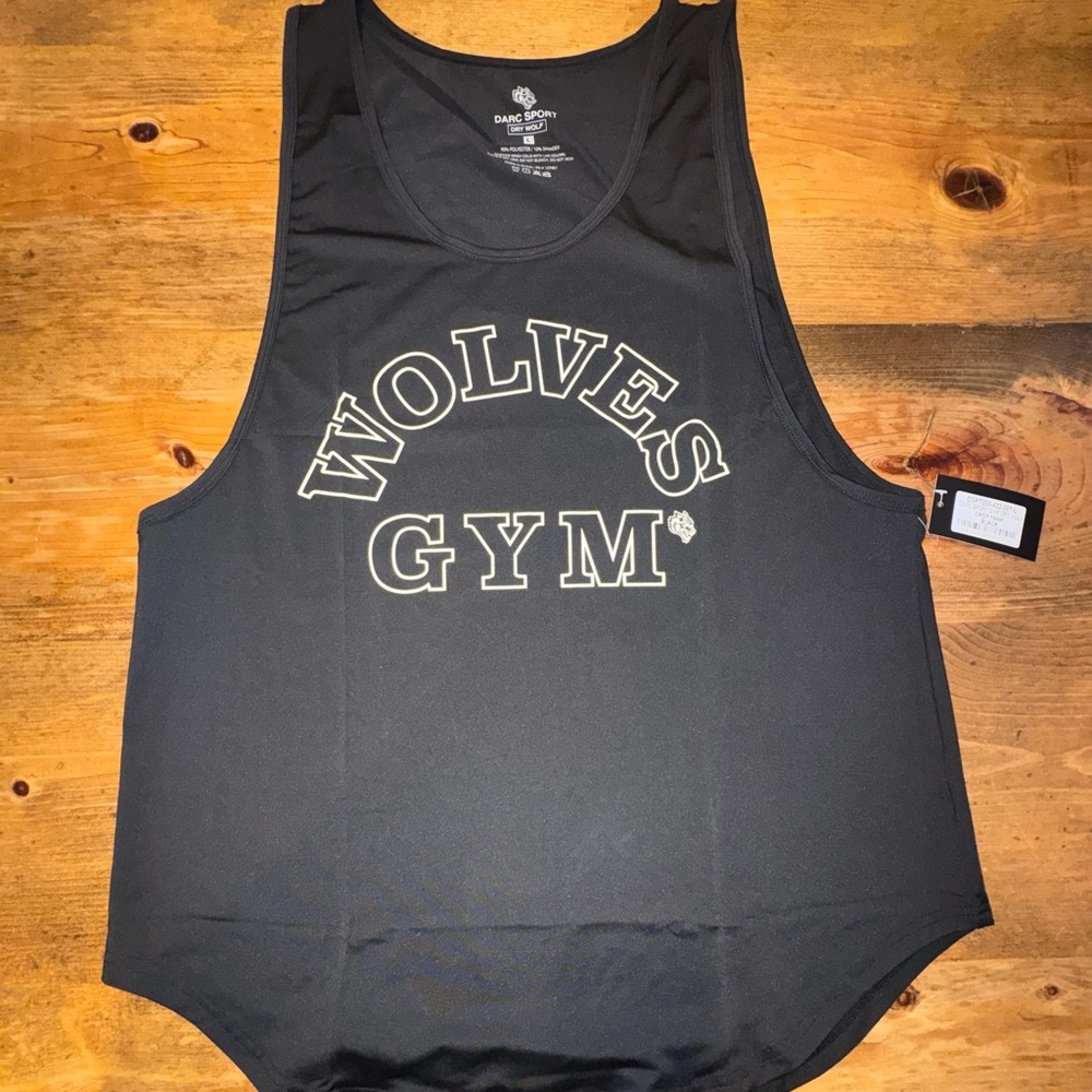 Darc Sport Dry Wolf Men's Gym Tank Top Black L Lightweight Stretch Sleeveless